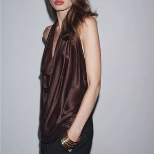 Zara halter top in burgundy - medium